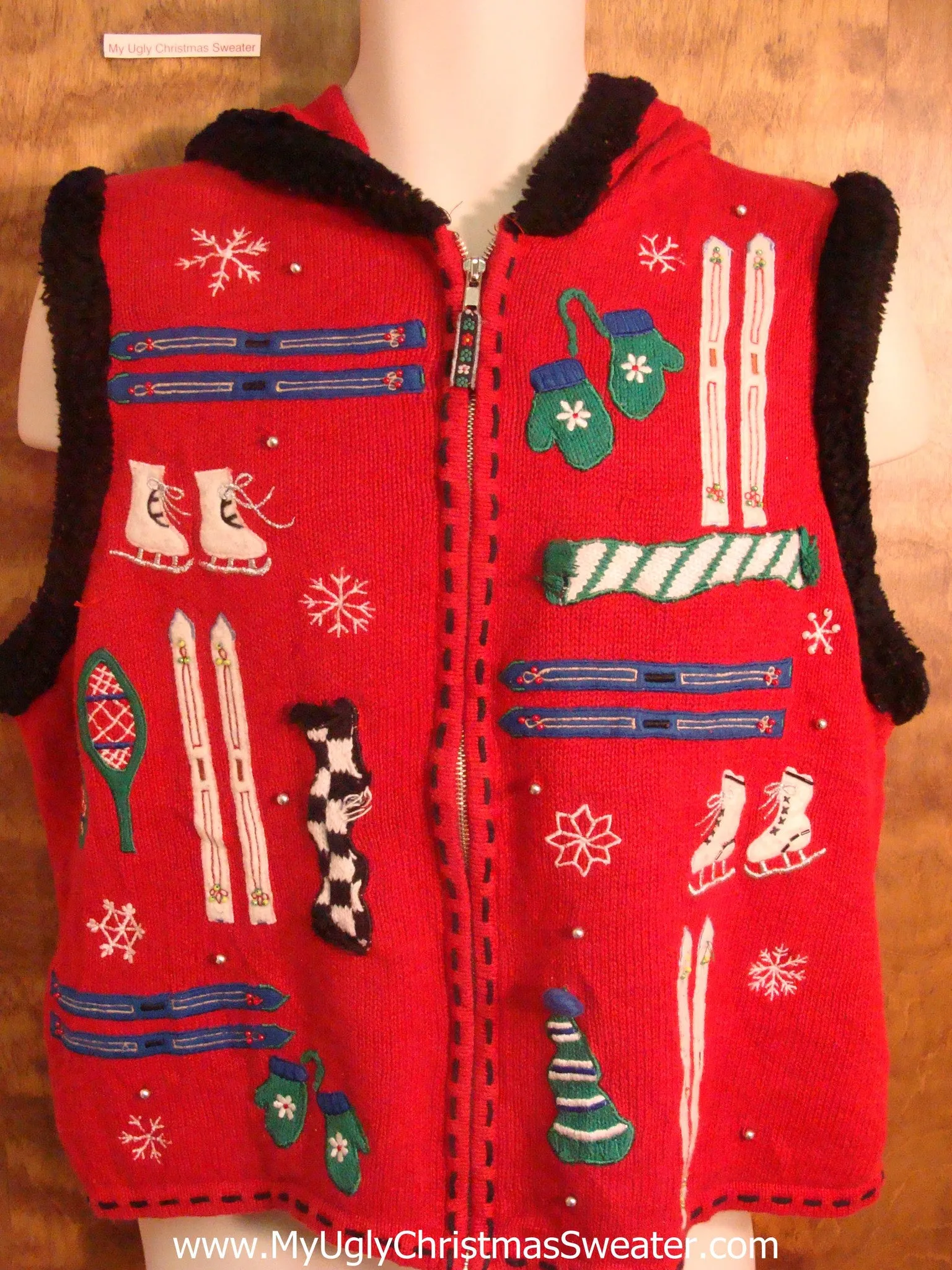 80s Ski Gear Ugly Christmas Sweater Vest Hoodie