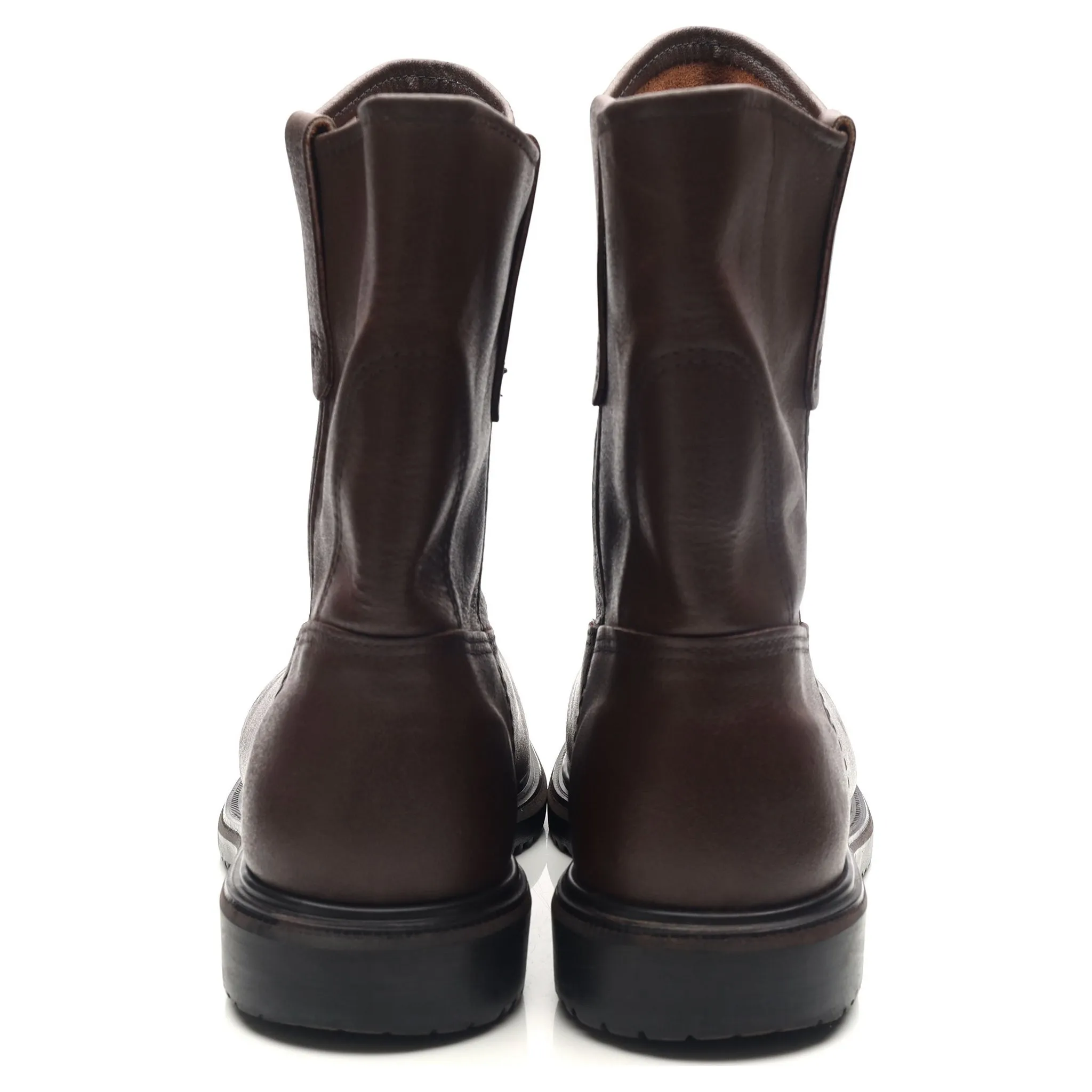 '8264' Dark Brown Leather Pull On Boots UK 10.5 US 11.5