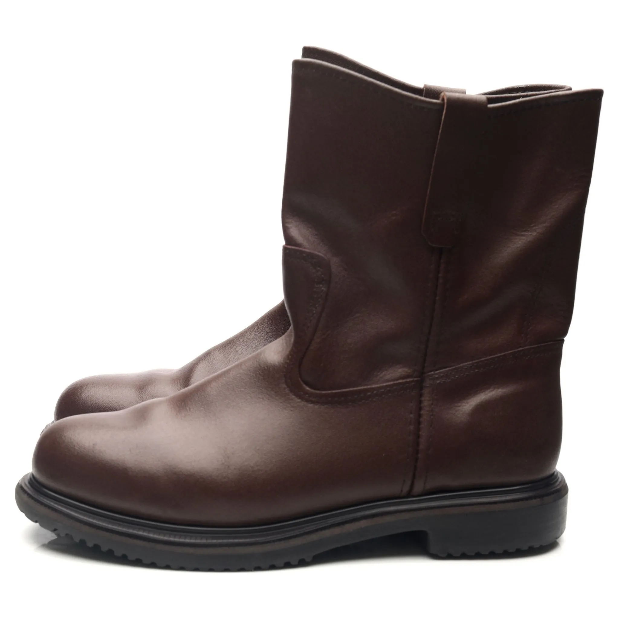 '8264' Dark Brown Leather Pull On Boots UK 10.5 US 11.5