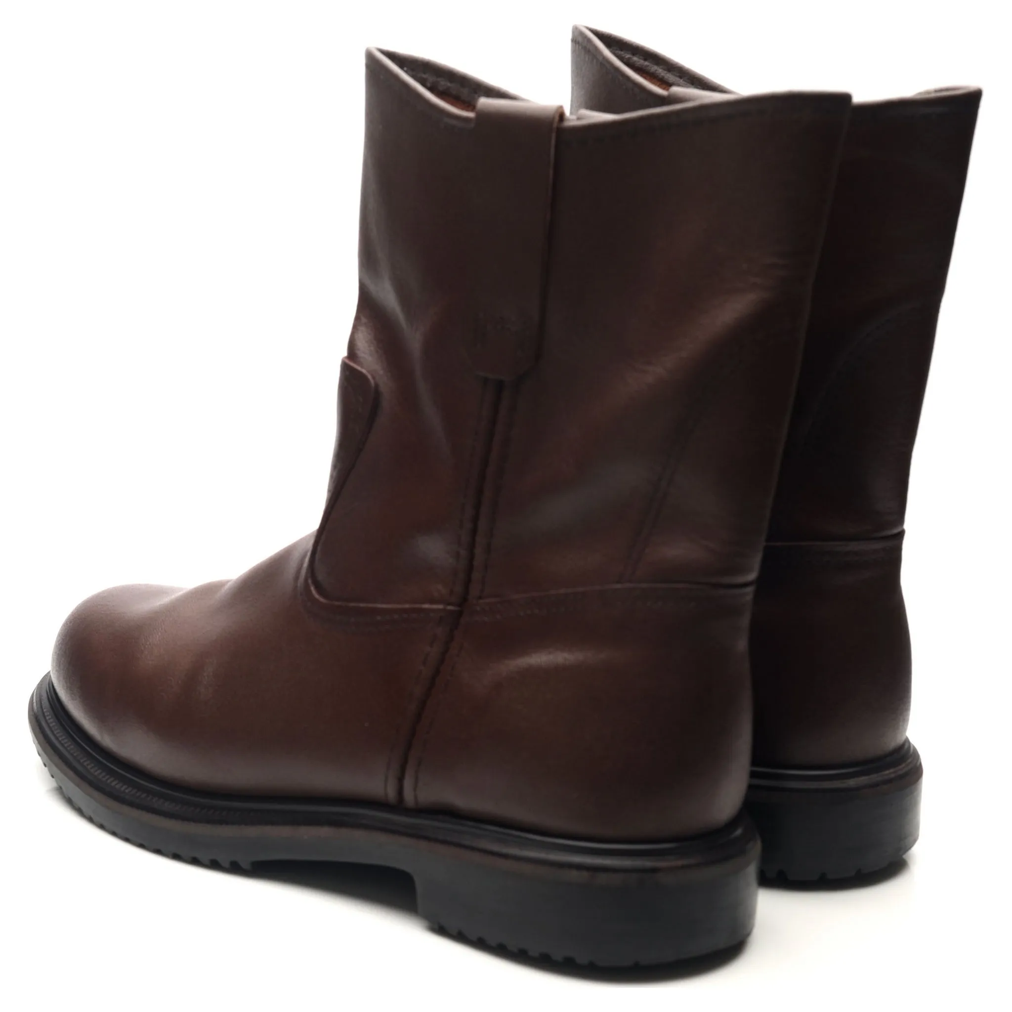 '8264' Dark Brown Leather Pull On Boots UK 10.5 US 11.5