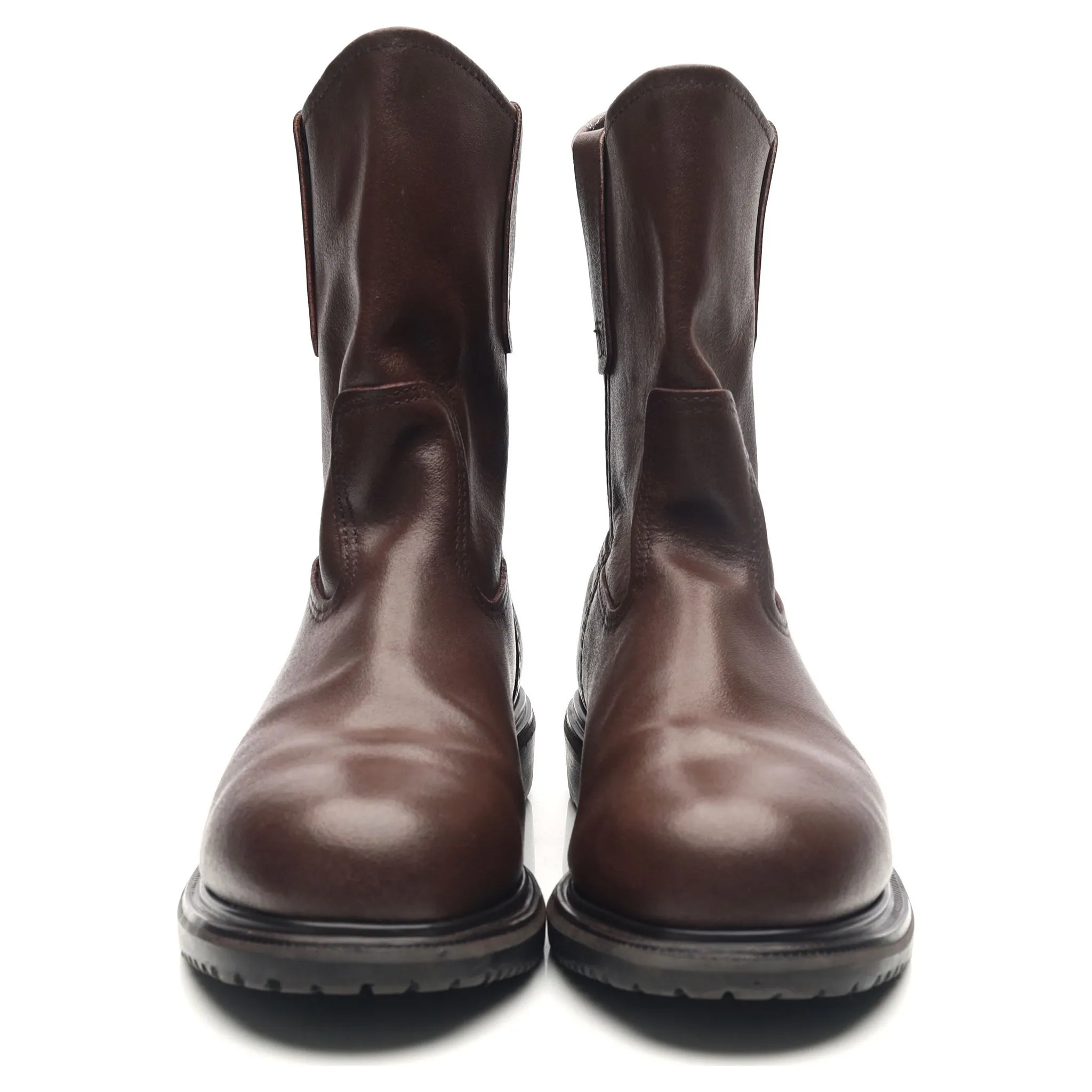 '8264' Dark Brown Leather Pull On Boots UK 10.5 US 11.5