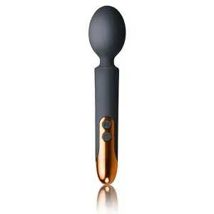 8.5-inch Rocks off Silicone Black Rechargeable Magic Wand Massager