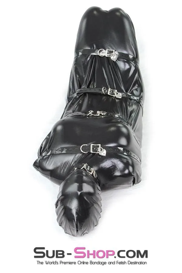 8727LB      Shiny Black Spandex Full Hooded Body Sack - MEGA Deal