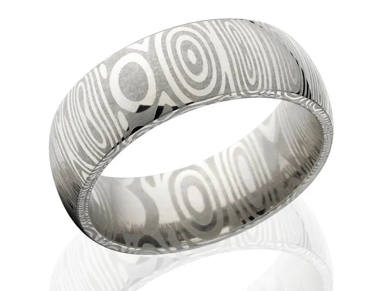 8mm Damascus Steel Wedding Band