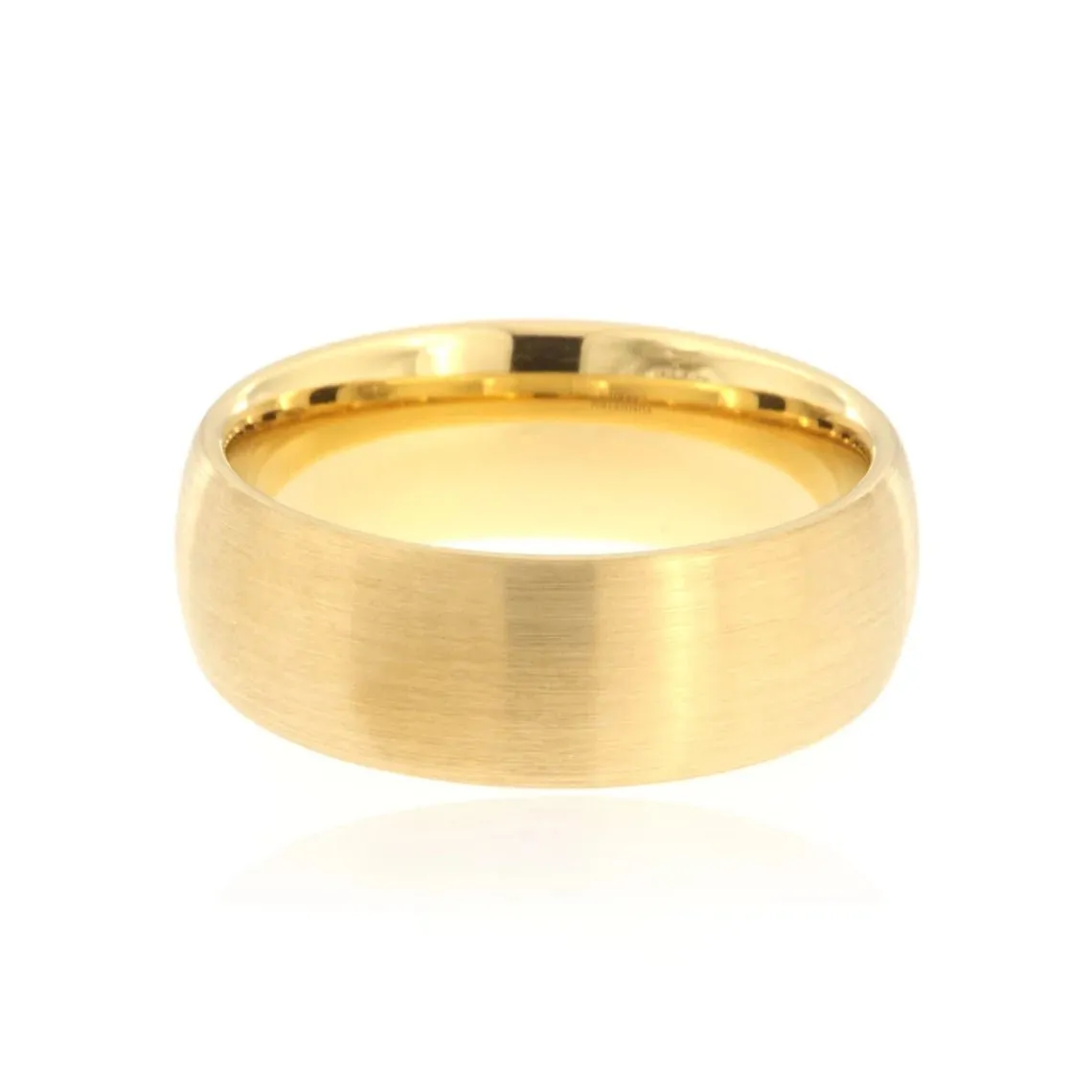 8mm Heavy Tungsten Carbide Men's Ring With Brush And Yellow Gold Finish - FREE Personalization