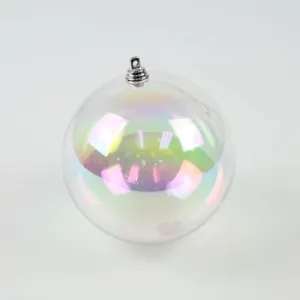 8" Shatterproof Iridescent Clear Finish Designer Ball Ornament,  Pre-Wired for Christmas Decorating