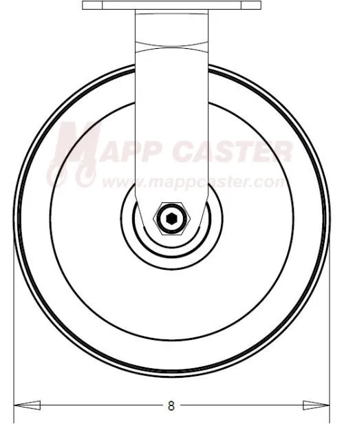 8" x 2" Polyurethane Wheel Rigid Caster - 1,000 Lbs Capacity