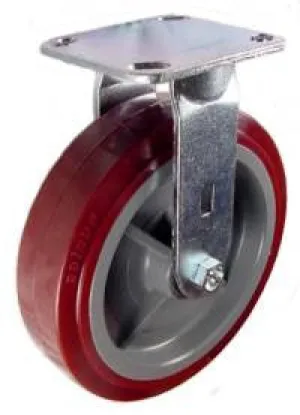 8" x 2" Polyurethane Wheel Rigid Caster - 1,000 Lbs Capacity