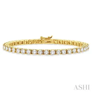 9 Ctw Square Shape Round Cut Diamond Tennis Bracelet in 14K Yellow Gold