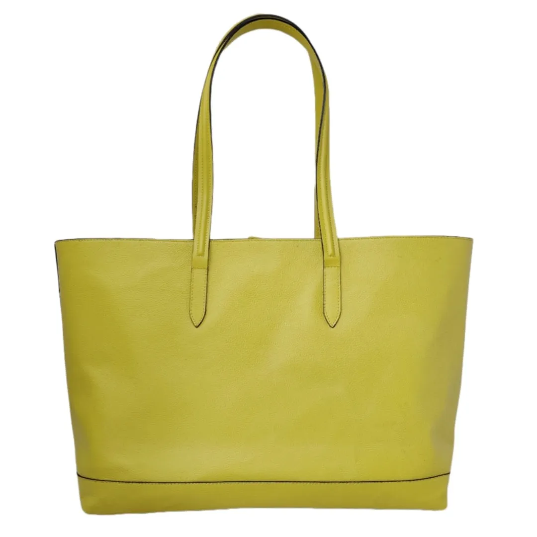 90 Feet Malti Classic Lime Green Real Leather Tote Bag