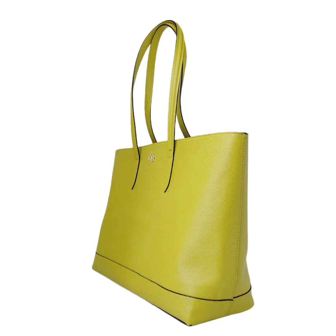 90 Feet Malti Classic Lime Green Real Leather Tote Bag