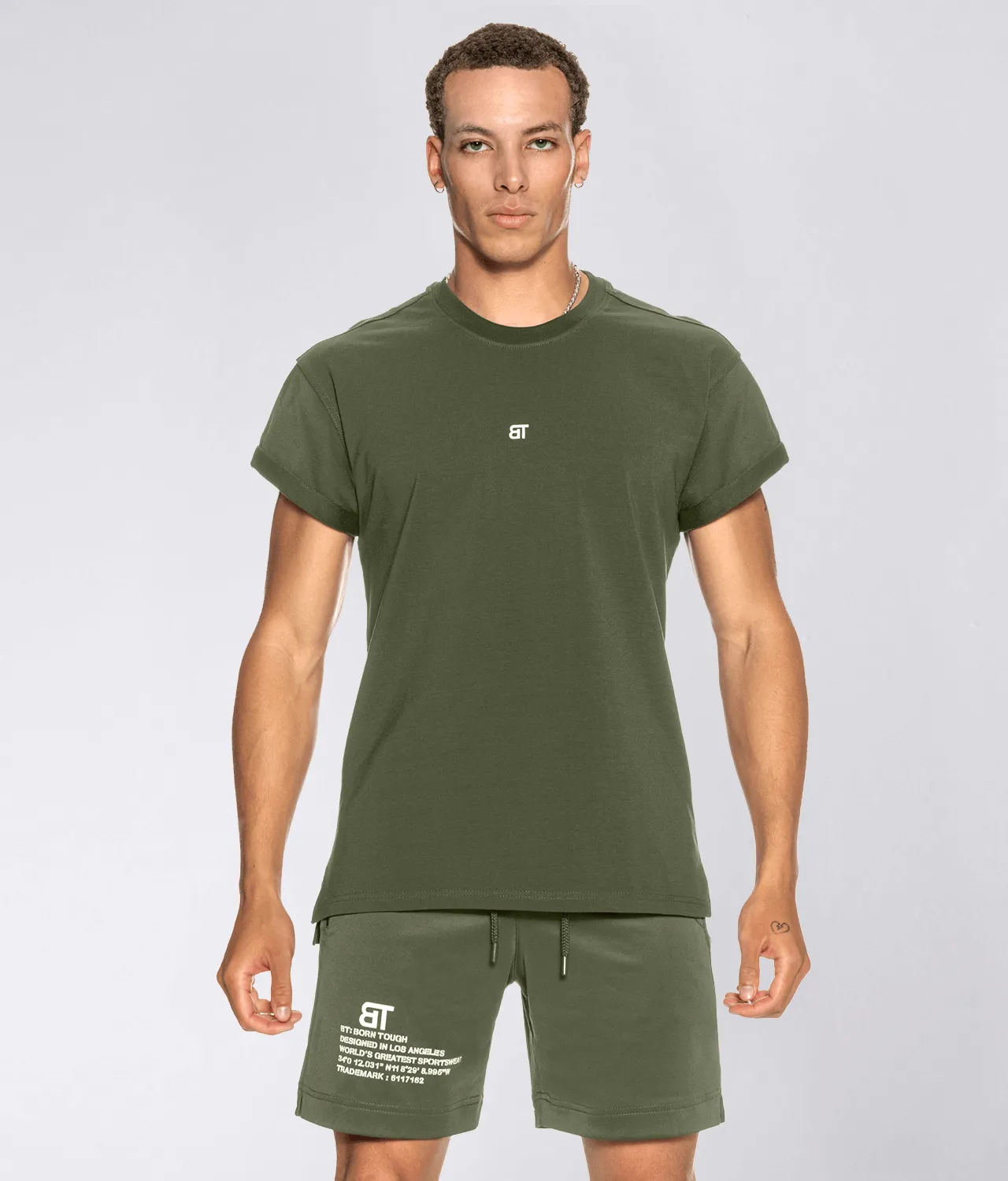 900 . Viscose Regular-Fit Back Roll T-Shirt - Military Green