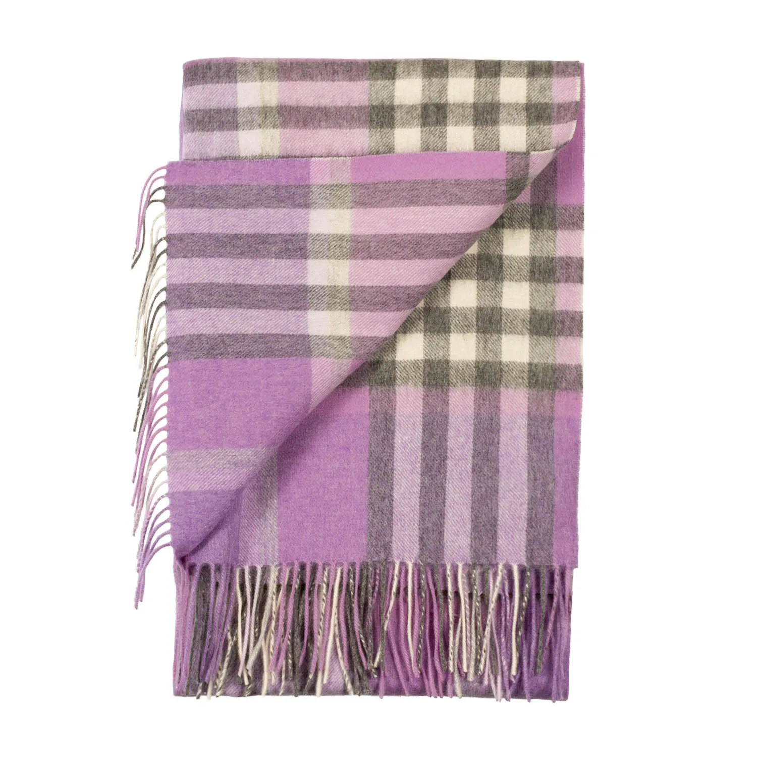 90/10 Tartan Cashmere Blanket Scarf  Heather