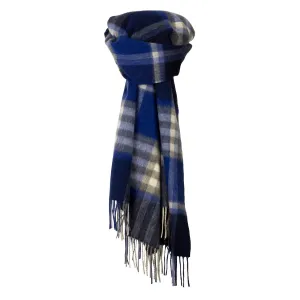 90/10 Tartan Cashmere Blanket Scarf  Navy