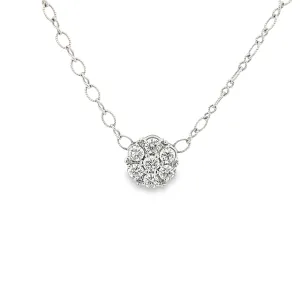 .90ct 18k White Gold Diamond Cluster Pendant