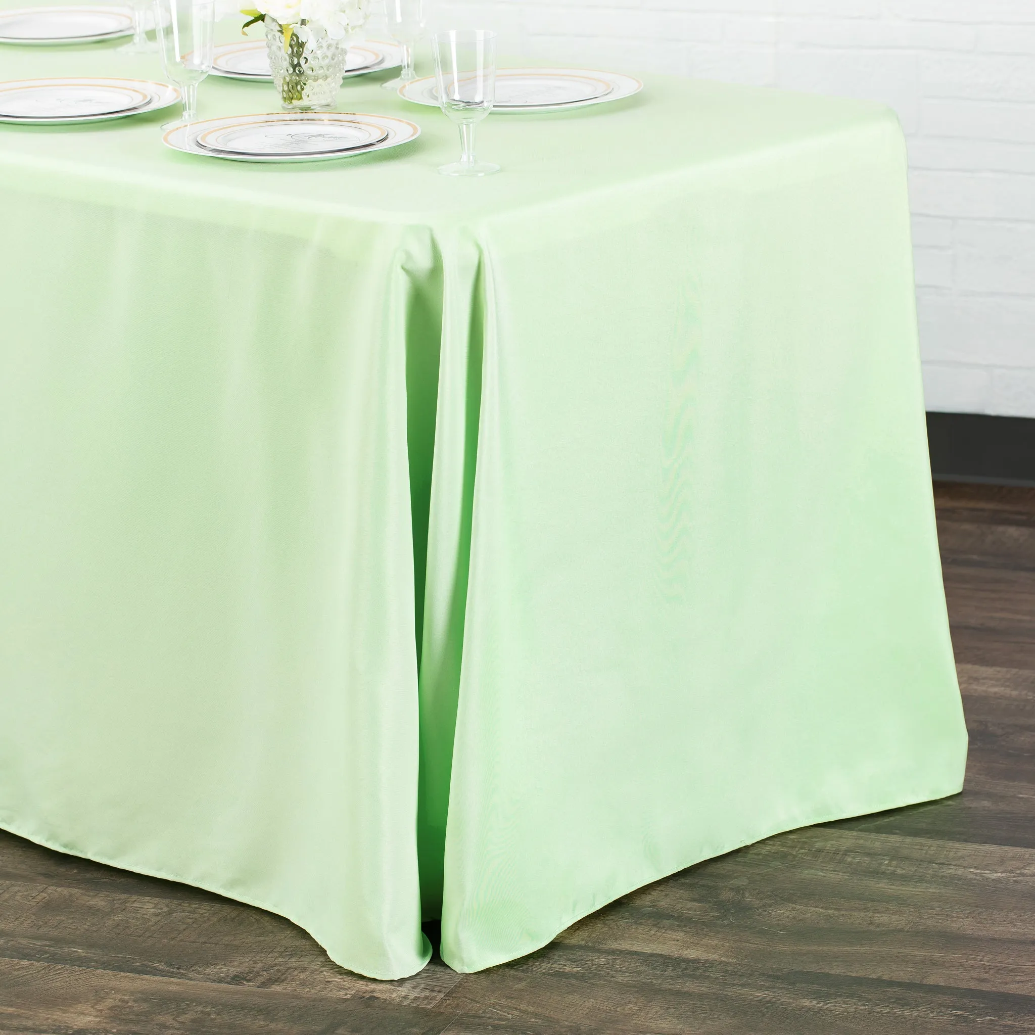 90"x132" Rectangular Oblong Polyester Tablecloth - Mint Green