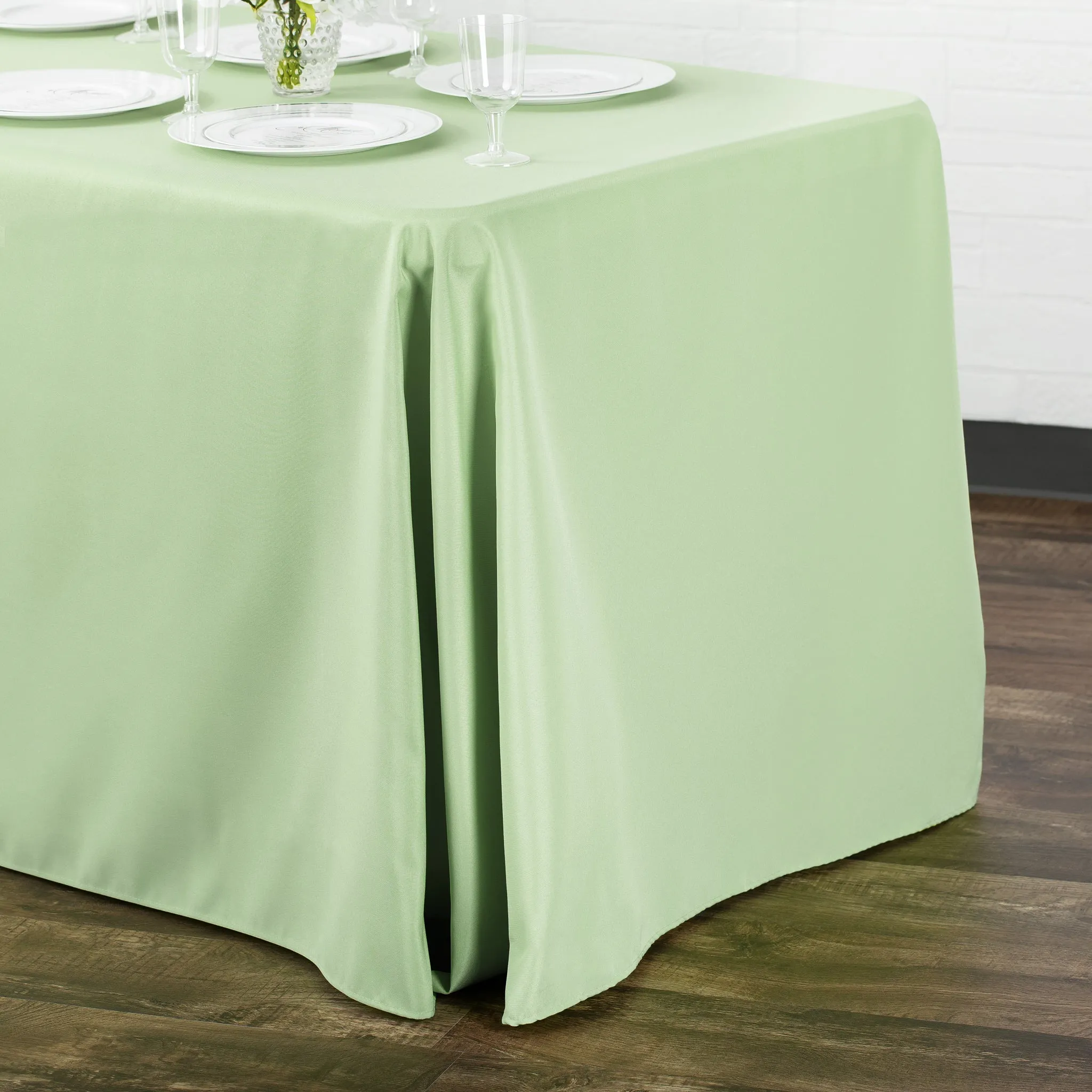 90"x132" Rectangular Oblong Polyester Tablecloth - Sage Green