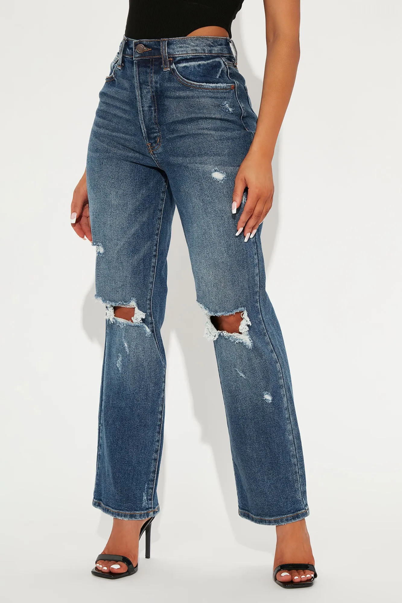 90's High Rise Baggy Jeans - Dark Wash