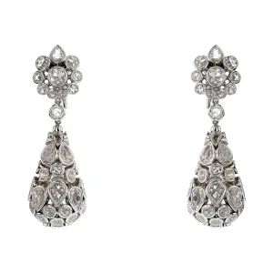 9.18Ct Diamond Drop Earrings in 18k White Gold