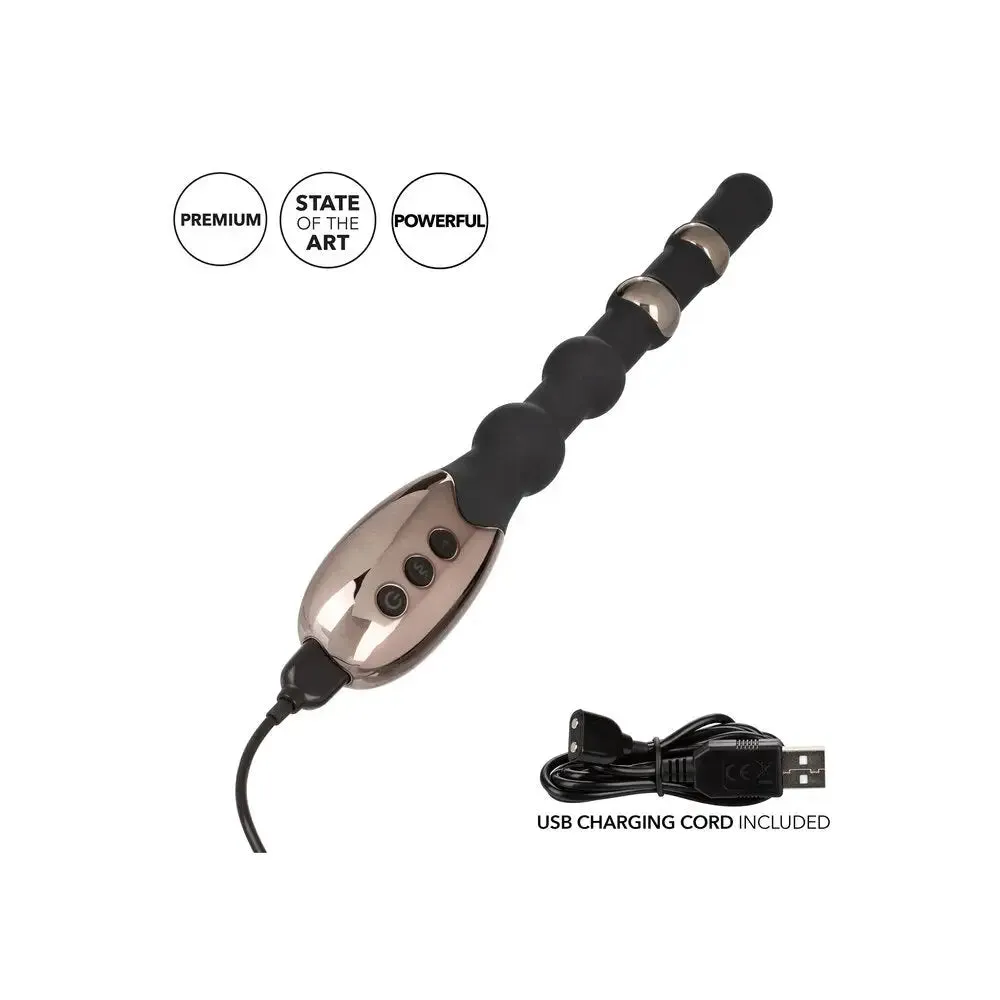 9.25-inch Colt Silicone Black Estim Beaded Rechargeable Massager