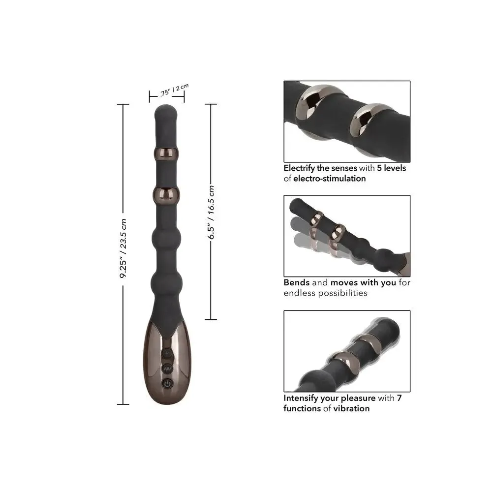 9.25-inch Colt Silicone Black Estim Beaded Rechargeable Massager