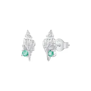 925 Silver White Conch Green CZ Diamond Earrings