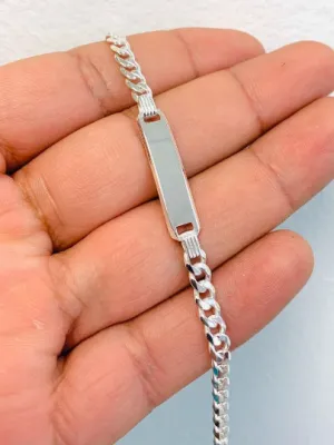 925 Sterling Silver Baby ID Bracelet 6” Cuban Link / Sterling Silver Kids Bracelet / Pulsera en Plata Pura 925 Para Ninos / Christmas Gift / Regalos Navidad