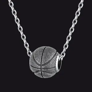 925 Sterling Silver Basketball Pendant Sport Necklace