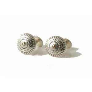 .925 STERLING SILVER CONCENTRIC RINGS CUFFLINK WITH GOLD CENTER