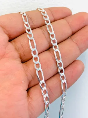 925 Sterling Silver Figaro Link Chain Necklace for Men 24" 16g 5mm / Mens Figaro Link Necklace / Cadena Figaro Link en Plata Pura Para Hombre