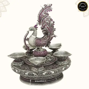 925 Sterling Silver Luxury Peacock Diya