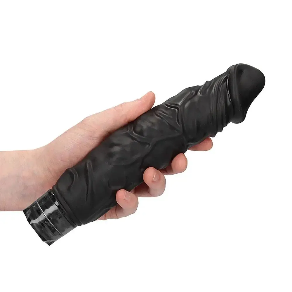 9.5-inch Shots Black Realistic Penis Dildo with Vein Details