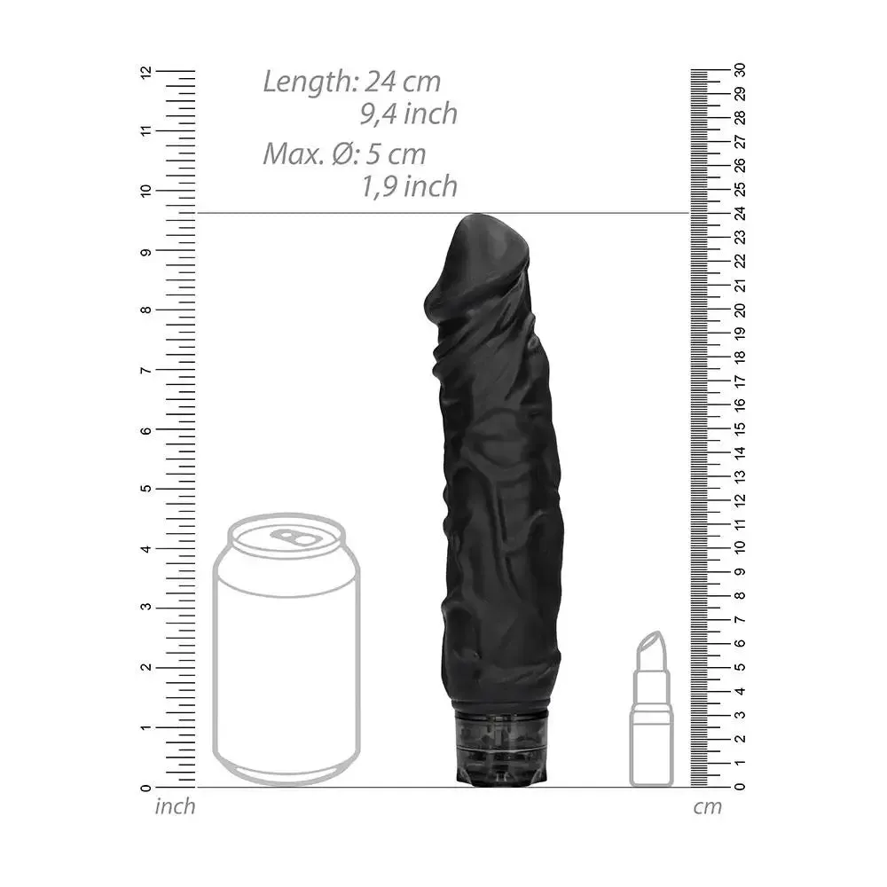 9.5-inch Shots Black Realistic Penis Dildo with Vein Details