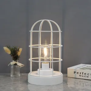 9.5"H Decorative Table Lamp Metal Cage Cordless Lamps