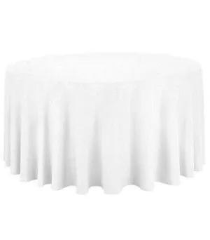 96" Round Fabric Tablecloth- White