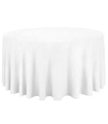 96" Round Fabric Tablecloth- White