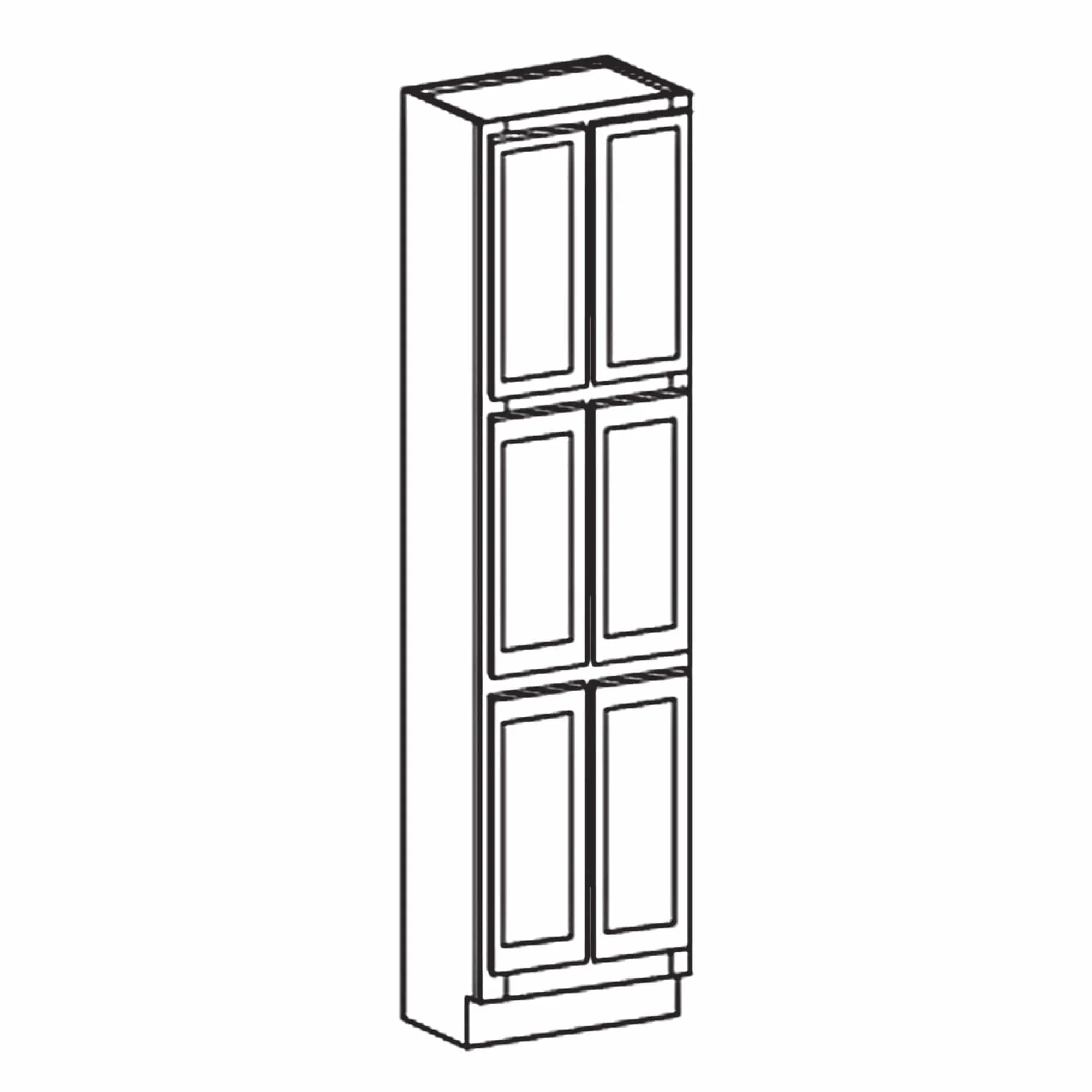 96" Tall Pantry Elegant Oak Craftsman Shaker 1-1/4" Overlay Cabinet 18", 24" & 30" Wide