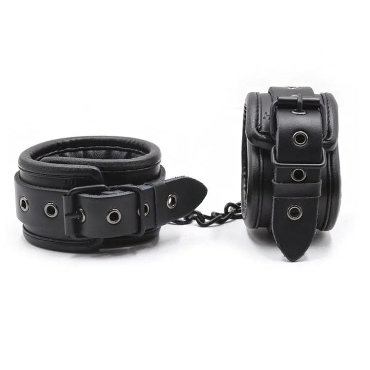 9855M      Black Beauty Padded Wrist Cuffs with Matte Black Hardware