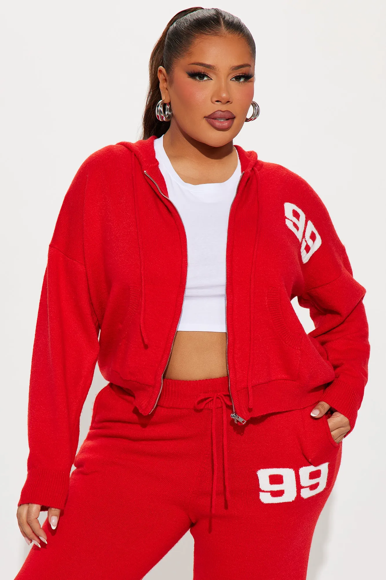 99 Problems Sweater Pant Set - Red