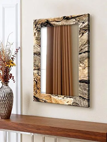 999STORE Design Home Decor Wall Drawing Room Mirror Brown Abstract Glass Wall Mirror Large Size (20X30)