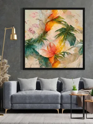 999STORE orange red flower green leaf artbig size wall painting flower paintings for living room (BoxF36X360151)