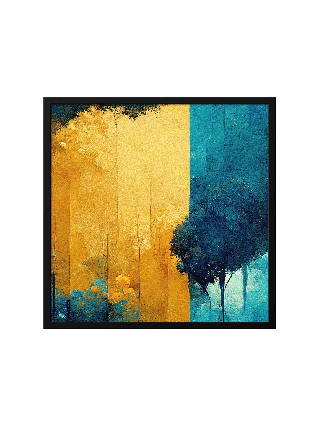 999STORE yellow and blue abstract modern art wall painting for living room with frame big size abstract painting with frame (BoxF36X360059)