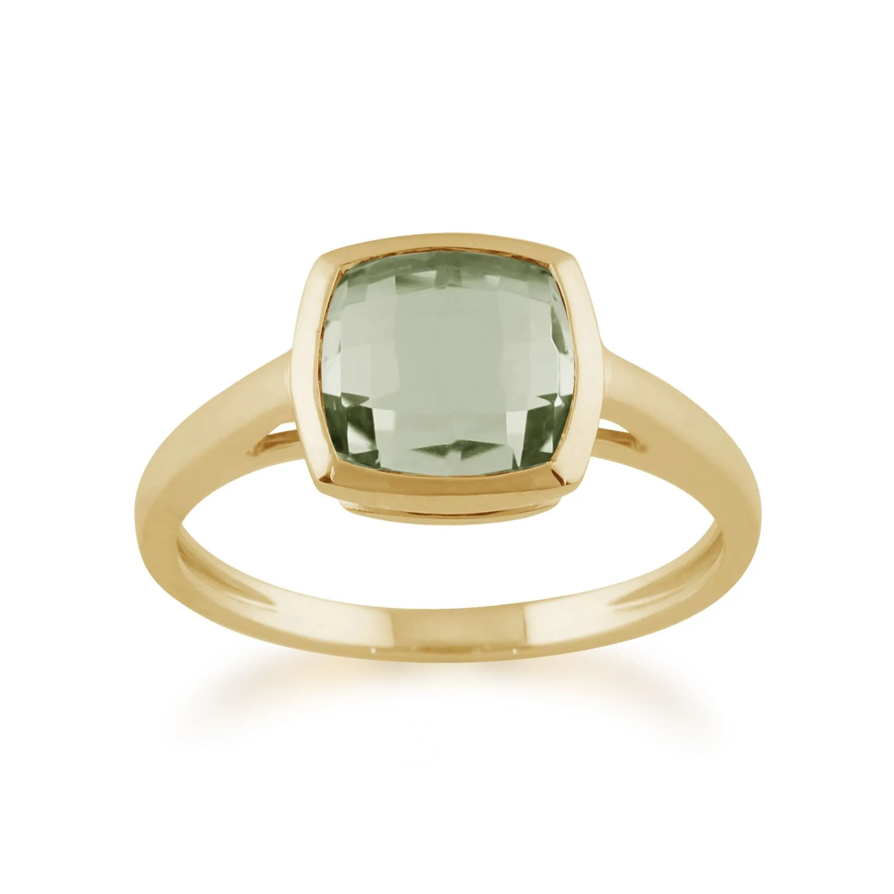 9ct Gelbgold 2.00ct Quadrat Minzegrün Quarz Leuchtkraft Ring