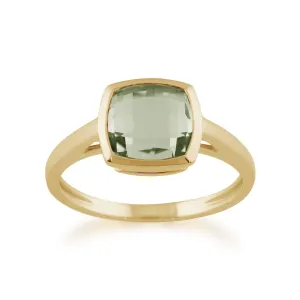 9ct Gelbgold 2.00ct Quadrat Minzegrün Quarz Leuchtkraft Ring