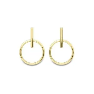 9ct Gold 15mm Bar and Hoop Stud Earrings