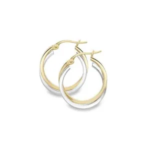 9ct Gold 15mm Overlapping Round Hoop Earrings