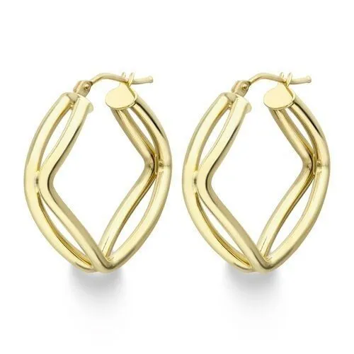 9ct Gold 22mm Cushion Shape Hoop Earrings