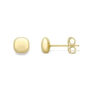 9ct Gold Cushion Shape Satin Stud Earrings, Timeless Luster, 5mm, 0.60g, Gift Box Included