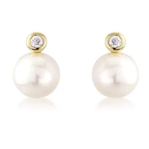 9ct Gold Diamond and Pearl Earrings - MM8F75DCP