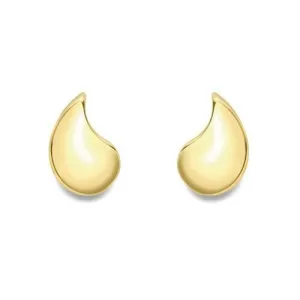 9ct Gold Teardrop Polished Stud Earrings, Classic Elegance, 10mm, 1.20g, Gift box included